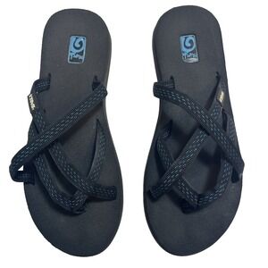 Teva Olowahu Thong Flip-Flop Black Blue Blue Womens 7